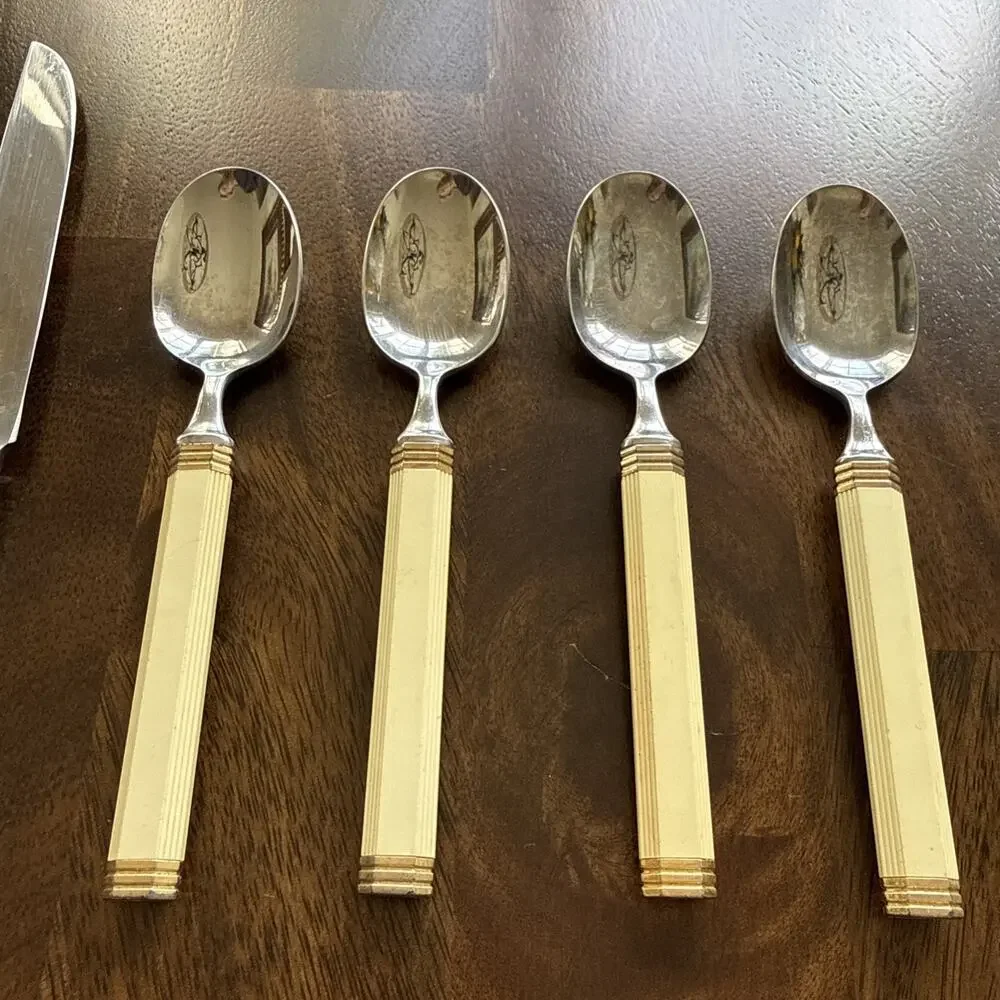 12 Mikasa Jack Lenor Larsen Navarro Knives Spoons Flatware Vintage 1980’s